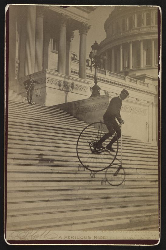 “A Perilous Ride” photograph taken by the Platt Brothers of Nantucket (and Washington DC), 1884. photo–Library of Congress, Prints and Photographs Div..